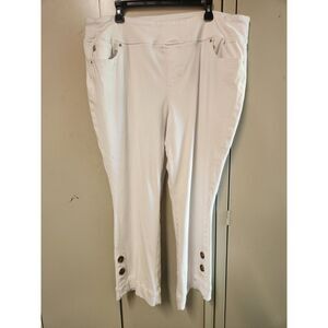 Belle by Kim Gravel Believe in Your Beauty White Jeans Button Ankle Size 20W